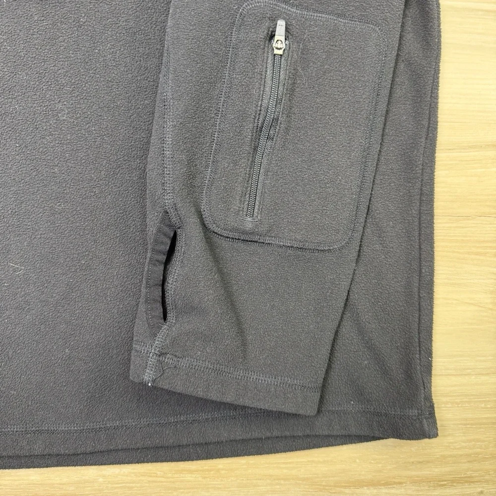 The North Face Quarter Zip Fleece Mens Large Black Pullover Sleeve Pocket Thumb